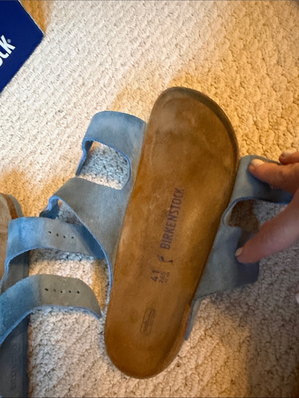 Birkenstock Sky Blue Suede Arizona Sandals - Picture 5 of 12